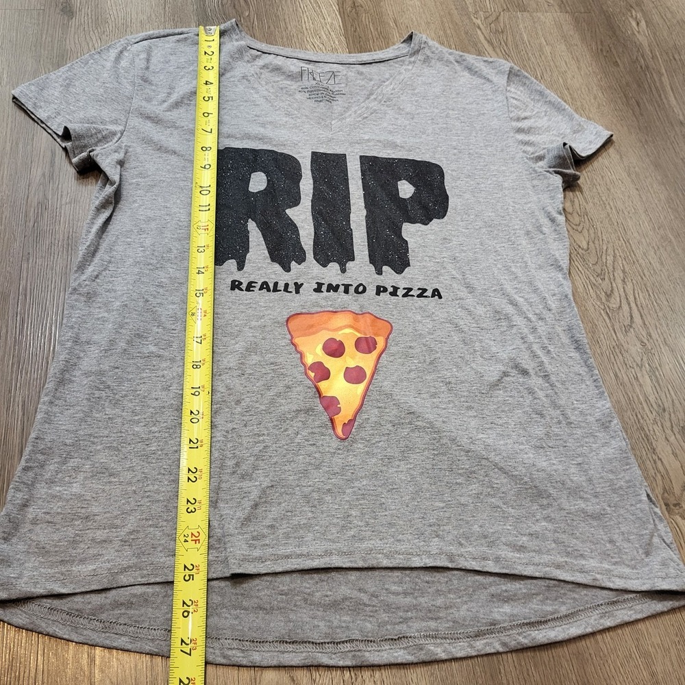 Freeze Women's Halloween T-shirt/Top R.I.P- Rest In Pizza, Gray Sze. XL/EG - Picture 7 of 8